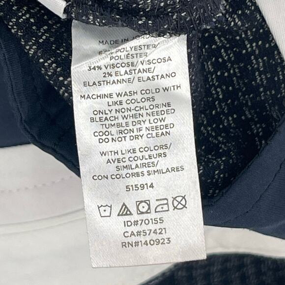 LOFT ANN TAYLOR Pants Size 12 High Waist Curvy Trouser Navy Houndstooth Stretch - Picture 12 of 15